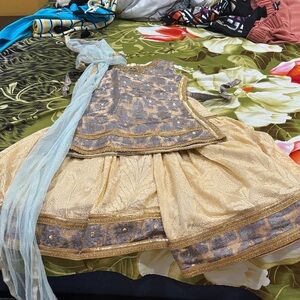 Elegant Gold and Gray Kids Dress